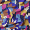 Printed Waterproof Fabric NAIVE Blue / Brown